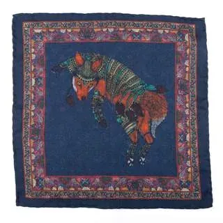 Pocket Square Botteh Dark Blue - representative image, shown here: Pocket Square Fox Dark Blue