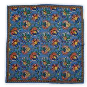 Pocket square Crocodile Blue - representative image, shown here: Pocket square Flowers Blue
