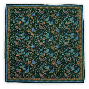 Pocket Square Elephant Green - representative image, shown here: Pocket square Birds Green