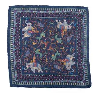 Pocket sqare Paisley Dark Blue - representative image, shown here: Pocket Square Elephant Dark Blue
