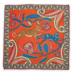 Pocket square Palm Tree Orange - representative image, shown here: Pocket square Cheetah Orange
