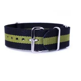 Striped nato straps 007 black pink (18mm, 20mm) - representative image, shown here: Striped Nato Straps Black Khaki (20mm)