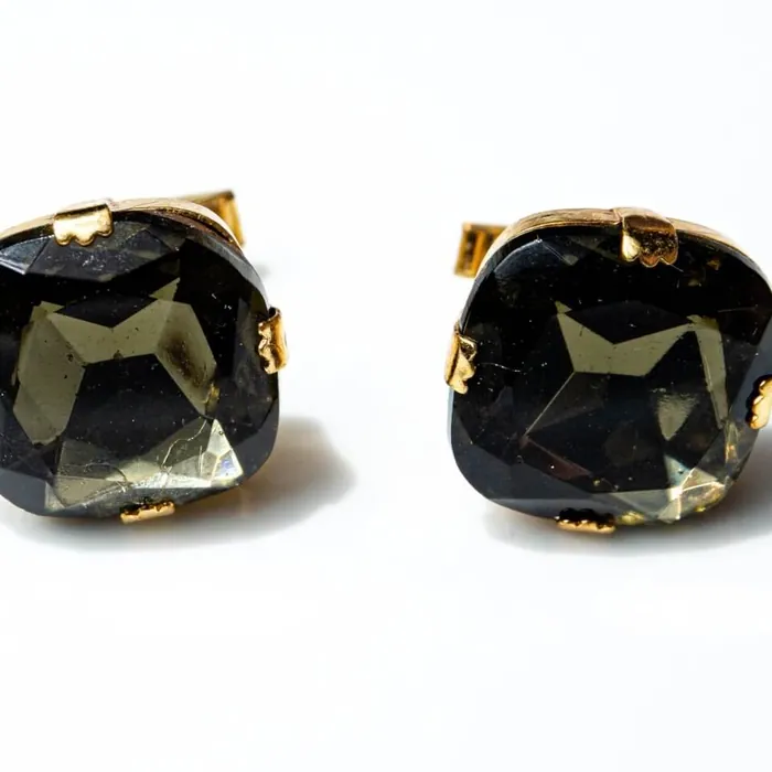 Cufflinks glass crystal star blue - representative image, shown here: Cufflinks glass crystal star smoky grey