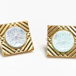 Cufflinks glass 80s light blue - representative image, shown here: Cufflinks glass 80's turquoise