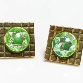 Cufflinks glass crystal 80s mint-rosé - representative image, shown here: Cufflinks glass 80s mint