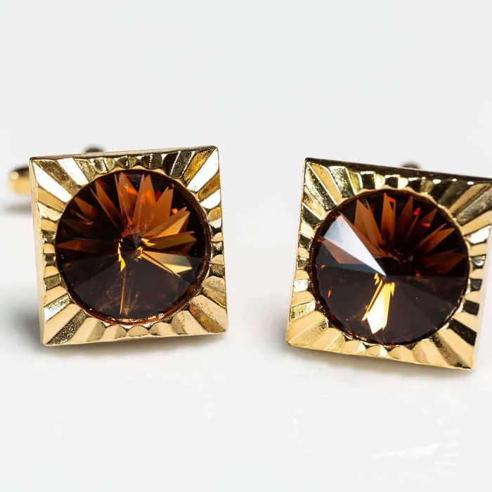 Cufflinks glass crystal Amber a - representative image, shown here: 