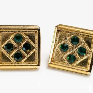 Cufflinks glass crystal gray-green - representative image, shown here: Cufflinks glass crystal green d