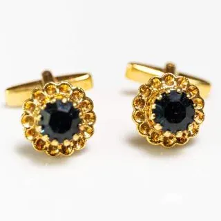 Yellow Crystal Crown Cufflinks - representative image, shown here: 