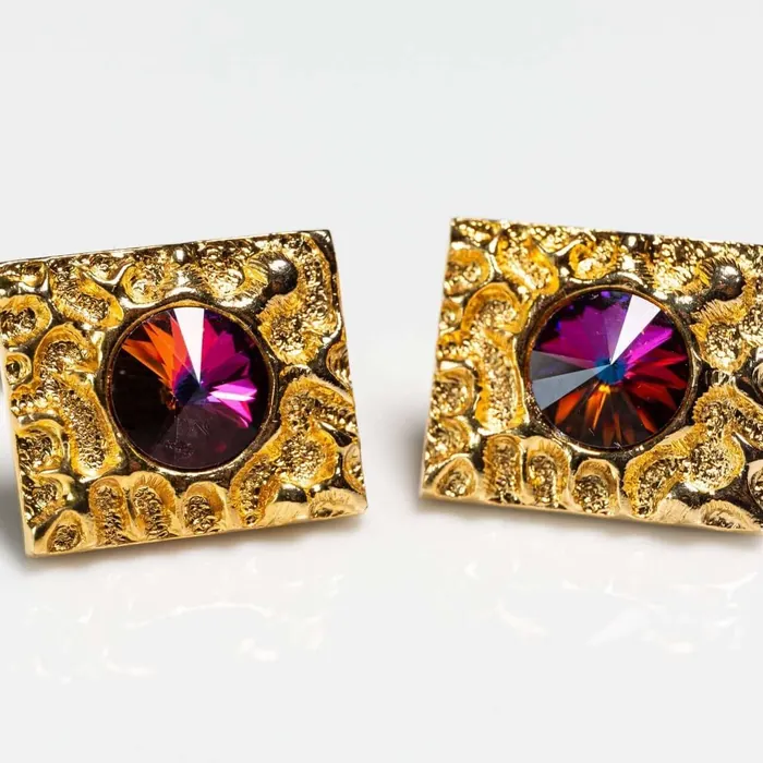 Cufflinks glass crystal purple e - representative image, shown here: 