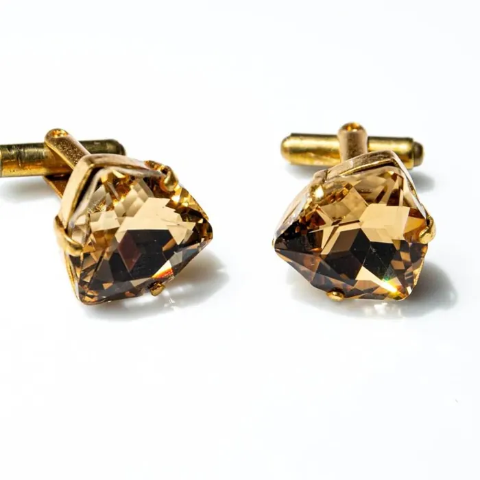 Cufflinks glass crystal shield smoky grey - representative image, shown here: Cufflinks Glass Crystal Shield "Gold"
